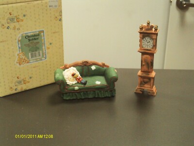 1997 Cherished Teddies  '' NUTCRACKER SUITE'' Grandfather Clock & Covered Sofa Box