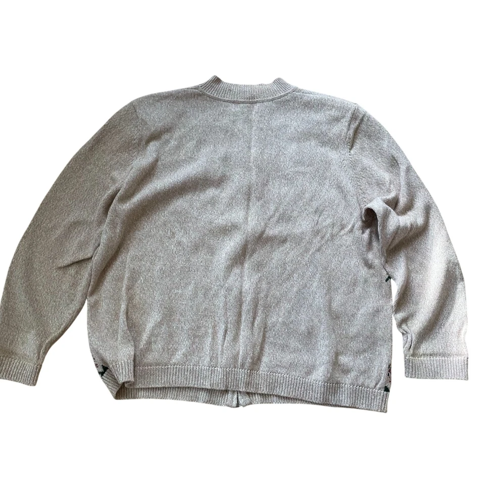 Кардиган Alfred Dunner с цветочной вышивкой на молнии свитер женский размер 2X желтовато-коричневый - Изображение 2 из 4