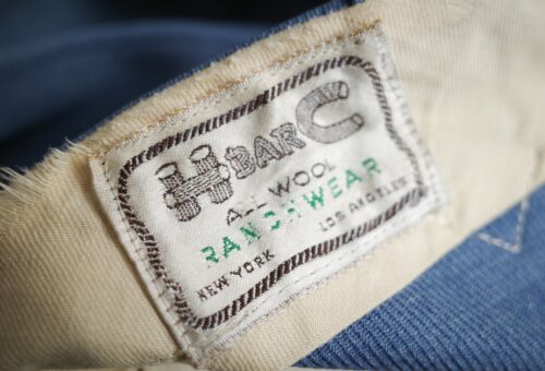 Vintage 50's 60's Men's H Bar C Ranchwear Blue High Rise Side Zip Western Pants - Picture 3 of 7