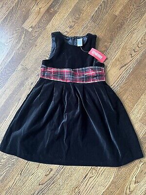 NWT Gymboree Holiday Girls Black Velvet w/Red Plaid Accent Dress Size 8 