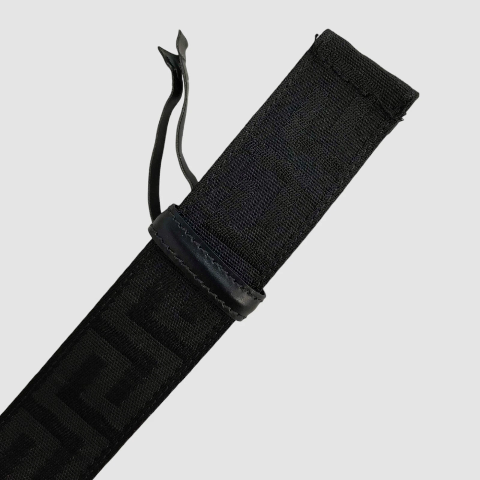 Versace Cinturino Uomo Nero Tonale Greco Chiave Web Nylon Pelle Misura 32 in 80 cm