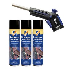 TECHNOLIT Lötpistole MULTI + 3x Druckgaspackung 600 ml, Gasbrenner, Lötbrenner
