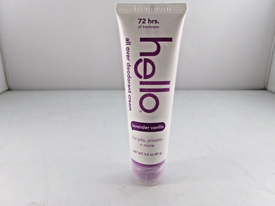 Hello All Over Deodorant Cream Lavender Vanilla for Pits, Privates + 3 oz.