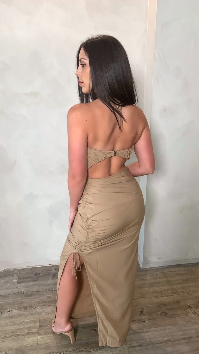 drawstring cut out dress Ryana Cut-Out Drawstring Dress White