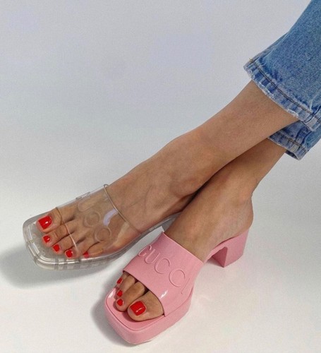 gucci pink shoes rubber