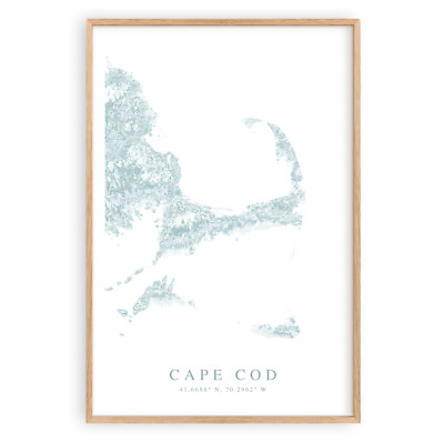 Cape Cod Map Print, Cape Cod Home Decor, Cape Cod Beach Home, Cape Cod Gift