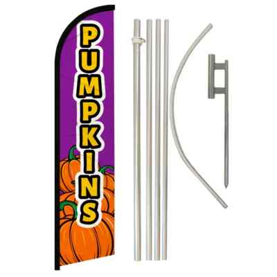 Pumpkins (Purple) Windless Banner Swooper Advertising Flag Kit Fall Pumpkins