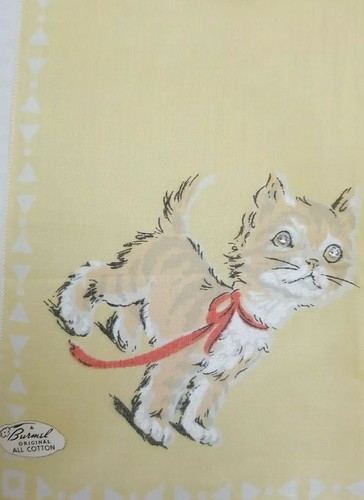 Vintage Brumel Kitten Cat Hankie Original ECU Tagged. 12 x 12 Rhinestone eyes. - Picture 3 of 7