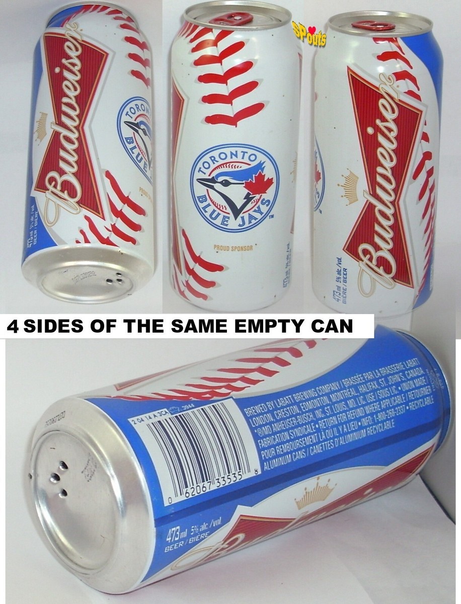 EMPTY BEER CAN TORONTO BLUE JAYS MAJOR LEAGUE BASEBALL BUDWEISER