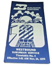 NOVEMBER 1974 BURLINGTON NORTHERN CHICAGO SUBURBAN TIMETABLE #4