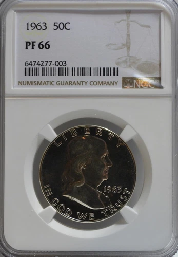 1963 Proof Franklin Half Dollar, NGC PF66, nicely frosted/toned example!