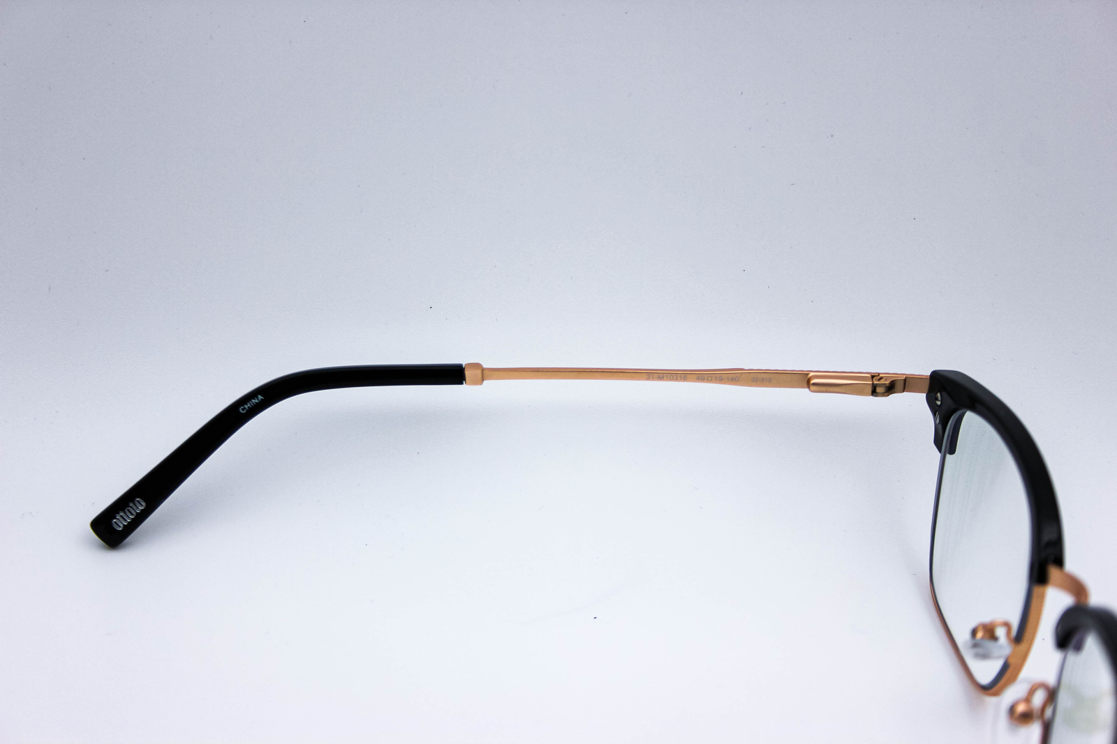 Ottoto Copperfield Black/Gold Browline Eyeglasses Frames 31-M10316 49-19-140
