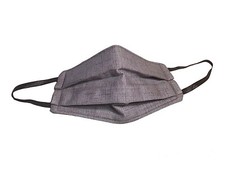 Handmade Face Mask With Quilted Filter Nose Wire Gray Tweed Womens