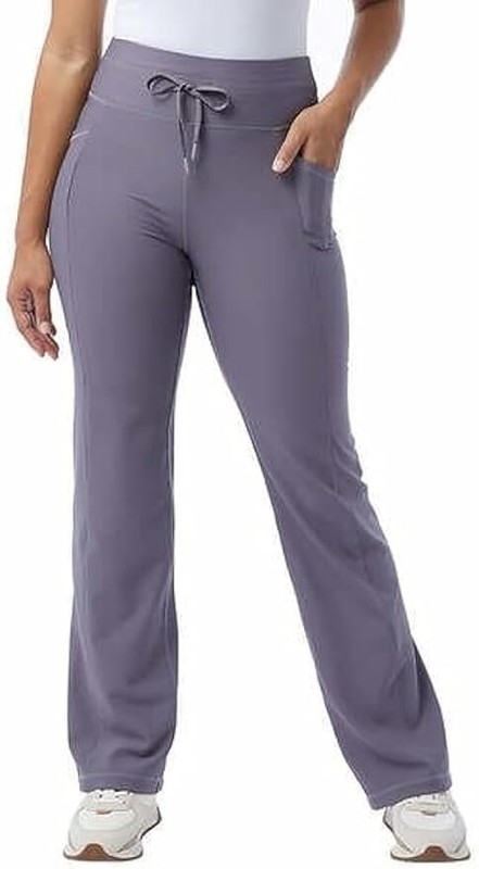 32 Degrees Pull-On Ribbed Semi-Flare Pant Yoga Pants Plum/Grayish Women Size M