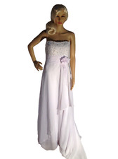 Bailey Bridal Strapless Sequined Satin Chiffon Custom Wedding Dress