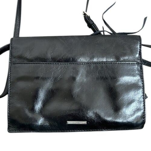 Sac bandoulière Rebecca Minkoff cuir noir pompons créateur bikercore - Photo 4 sur 16