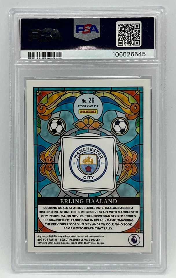 Erling Haaland 2023-24 Panini Select FIFA Stained Glass Prizm - Graded PSA 9 - Image 2 of 3