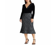 Ralph Lauren Women's Sheath Velvet Dress Black Size 12
