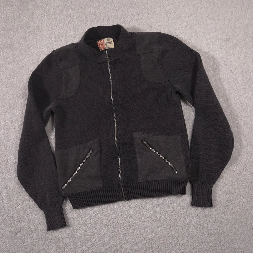 Suéter tallado con volantes para mujer pequeño negro cremallera completa chaqueta de bombardero bolsillos de algodón Foto 3 de 4