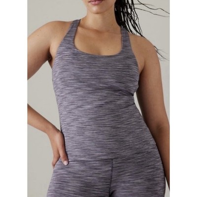 Athleta Transcend Scoop Support Tank Top Build in Bra Medium Lavender Striped