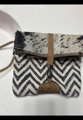 Myra Bag Chevron Western Crossbody, Zip Closure, Strap & Outer Pockets