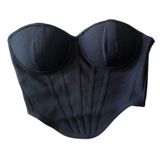 Fashion Nova Amara Bandage Corset Top Black Sleeveless Bustier Cropped Going Out