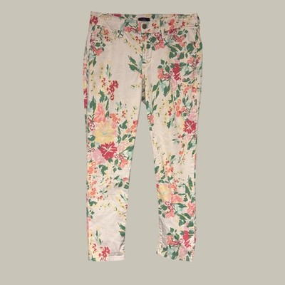NYDJ Floral Ankle Jeans Womens 2P Multi Color Lift Tuck Skinny Pants Made in USA