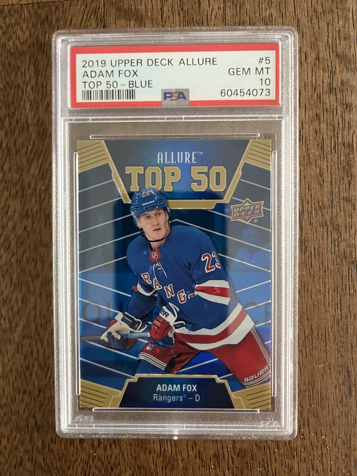 2019 Upper Deck Allure - Top 50 Blue, Adam Fox #T50-5, PSA 10, Rookie