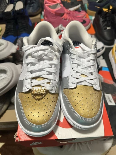 Size 6 - Nike Dunk SE Low Silver Gold Metallic W