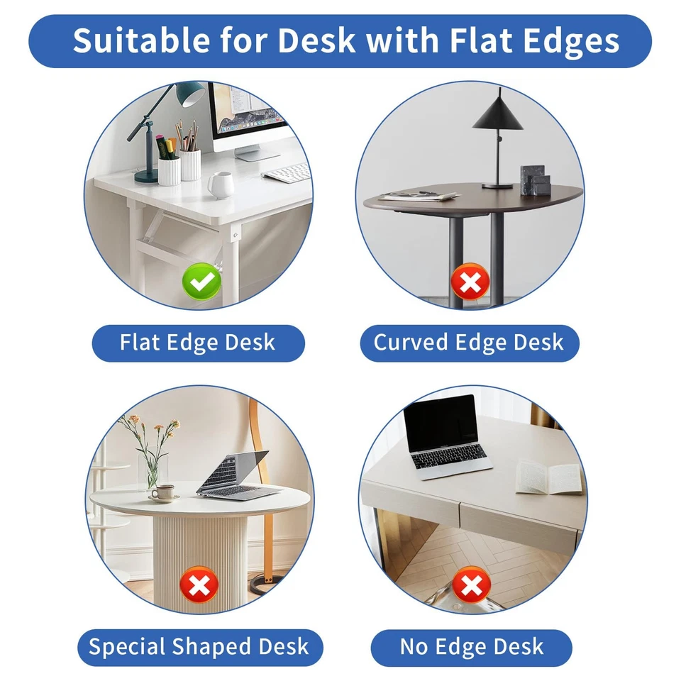 Desk Side Storage, Laptop Holder with Cable Management Tray, 2 in 1 Steel Und... - Image 4 of 4