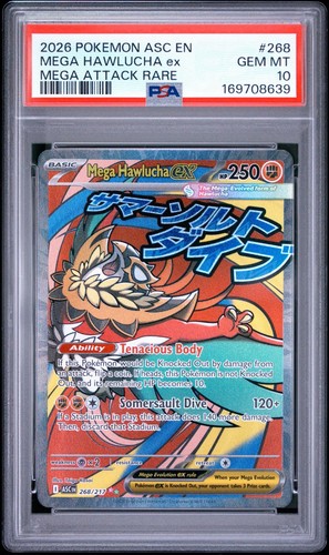 2026 POKEMON ASC EN-ASCENDED HEROES MEGA ATTACK RARE MEGA HAWLUCHA EX PSA 10
