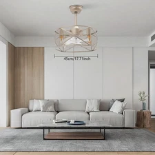 18inch 6 Speeds Ceiling Fan with Lights 4*E26 Chandelier w/ Remote 2H Timing