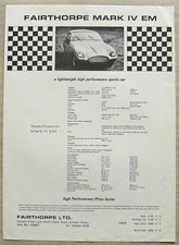 FAIRTHORPE MARK IV EM Car Sales Specification Leaflet c1968