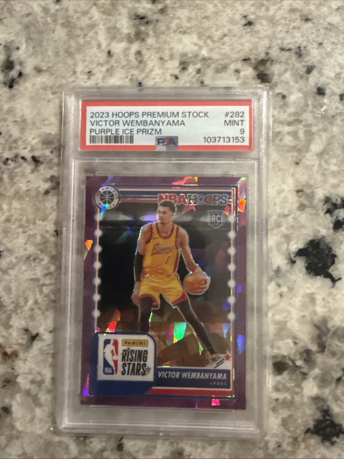 2023 Hoops Premium Stock Victor Wembanyama Rookie Purple Ice Prizm PSA 9 122/149