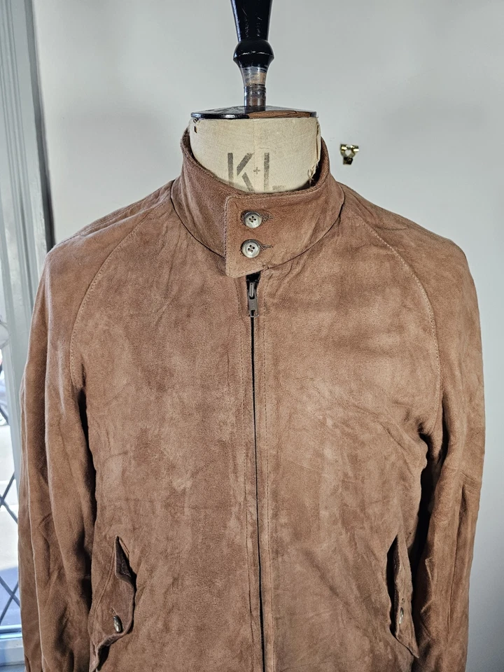 Brooks Brothers Leather Jacket Men's Medium/ UK 40 Bomber Brown Suede WELL WORN - Image 2 of 4
