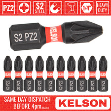 10 x KELSON PZ2 Impact Drill Driver Screwdriver Bits 25mm Pozi Professional