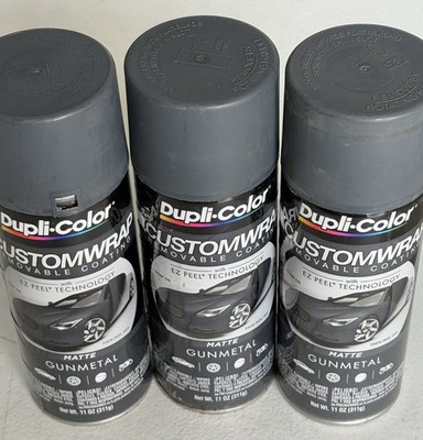 3 DUPLI-COLOR CWRC814 CUSTOM WRAP MATTE GUNMETAL REMOVABLE COATING EZ PEEL PAINT