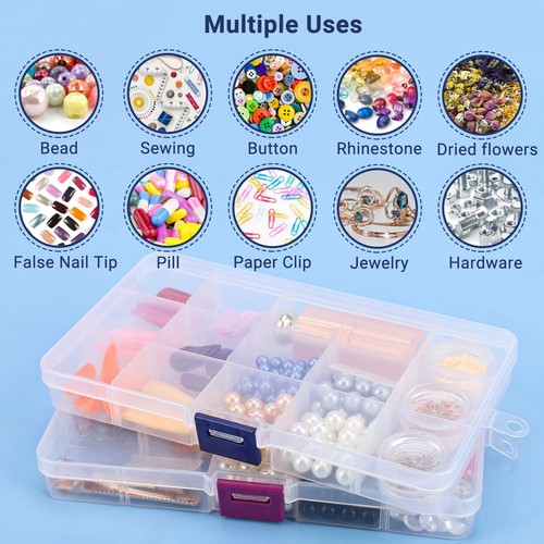 Bead Organizer Box 2PCS 15 Compartment Craft Storage Container with Removable - Picture 6 of 7