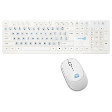 Wireless Maus Und Tastatur Kit Mit Aufklebern Englisch US QWERTY Weiß M&K
