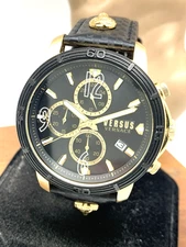 Versus by Versace Men's Watch VSPHJ1321 Quartz Chronograph Leather Band 46mm