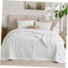 100 Cotton Quilt Set - Size Bedspread, Queen 07 - White - Tribal Geometry