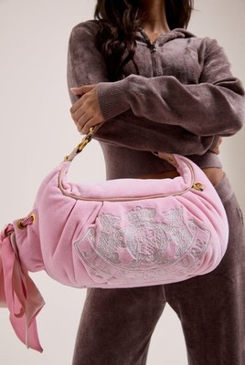 Juicy couture Juicy pink crest velour hobo bag Uk | eBay