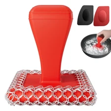 Cast Iron Scrubber Cleaner & 316L Stainless Steel Chainmail with 2 Scrapers