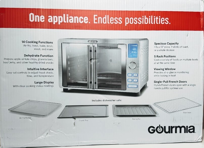 Gourmia Stainless Steel Digital Air Fryer Oven GTF7530 | 14 Functions | Open Box