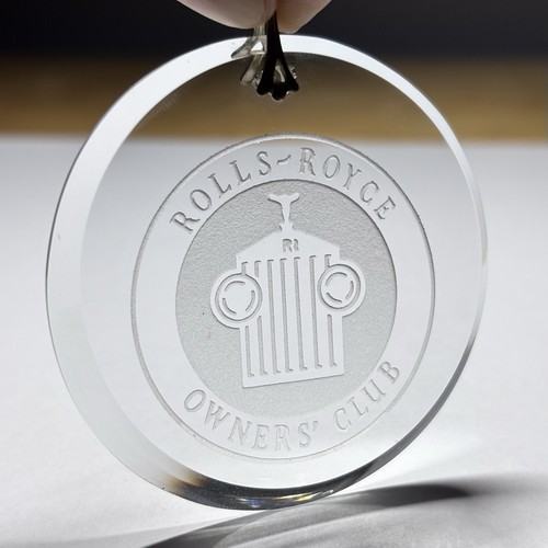 Vintage Rolls-Royce Owners’ Club Etched Glass Crystal Medallion Ornament RROC