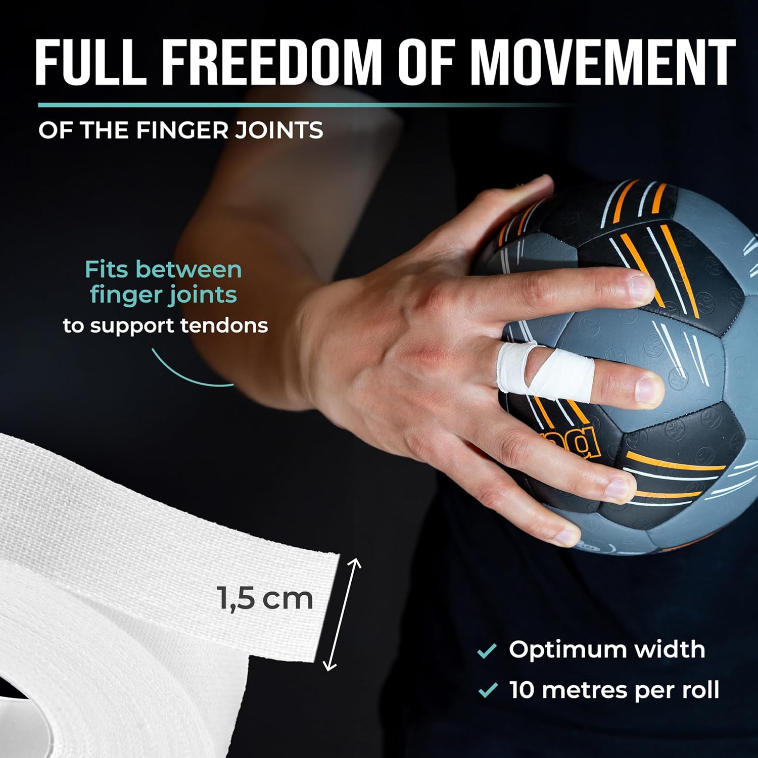 Finger Tape Sports Extra Strong Adhesive, 3 Rolls Athletic Tape for Fingers, Ski