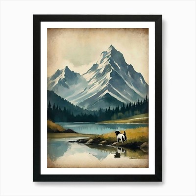 Dog looking for best view Art Print Framed Wall Art Poster Canvas Print Picture