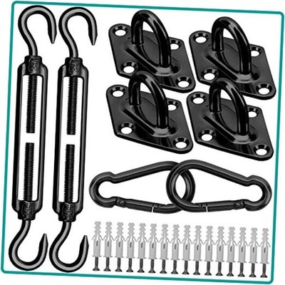 Sun Shade Sail Hardware Kit 6 Inch for Rectangle & Triangle M6-40PCS Black