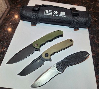 Pocket Knife Bundle: Kershaw Blur (S30V), Civivi Praxis, Kubey Carve + WE Roll!!