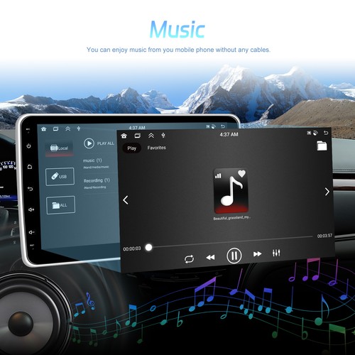 2+64G Single DIN Carplay Android 15 Car Stereo Radio 10" Rotatable GPS Navi WIFI - Afbeelding 18 van 23